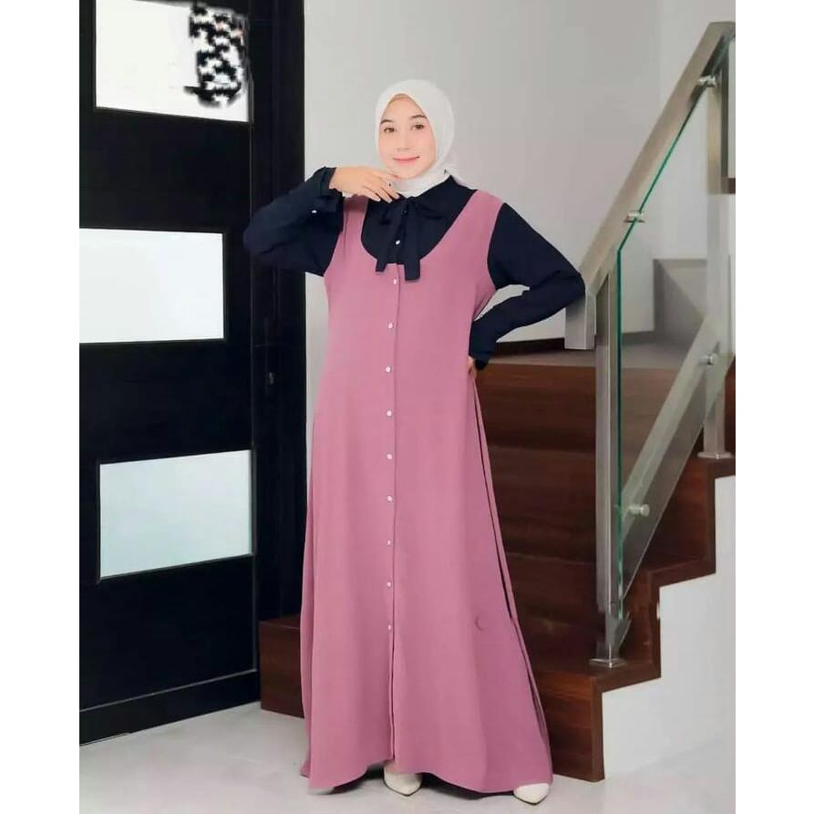 Baju Wanita Gamis Crinkle Busana Muslim Wanita Terbaru Syaena Maxy Dress Panjang Gamis Jumbo Outfit Wanita Kekinian