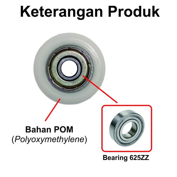 [HAEBOT] Ball Bearing Nylon Nilon 625ZZ 625 ZZ Roda Alumunium profile V Slot Roller Whells CNC Bore 5 6 8 Katrol Pintu Geser Hitam Putih