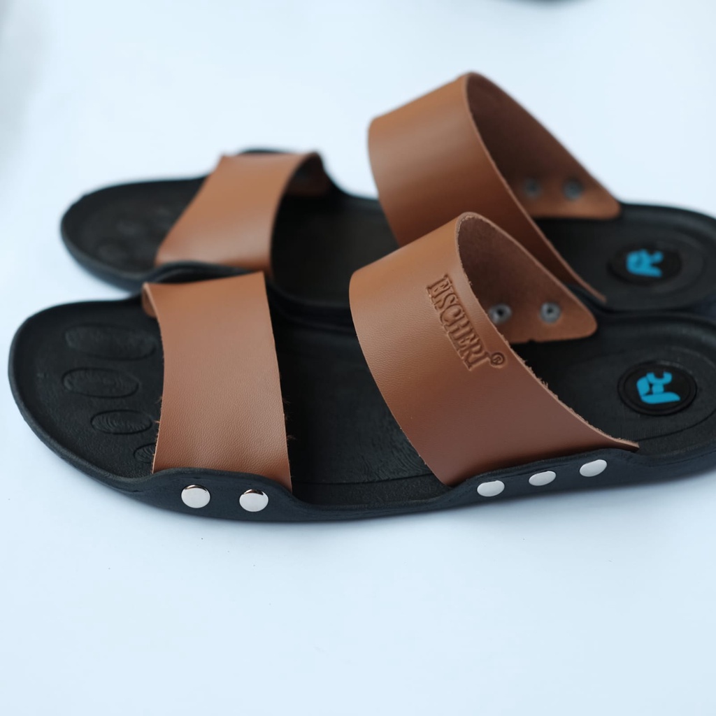 sandal selop kulit pria/wanita new tres warna Coklat PREMIUM QUALITY MODEL High Quality Kasual Cowok 100% Real picture