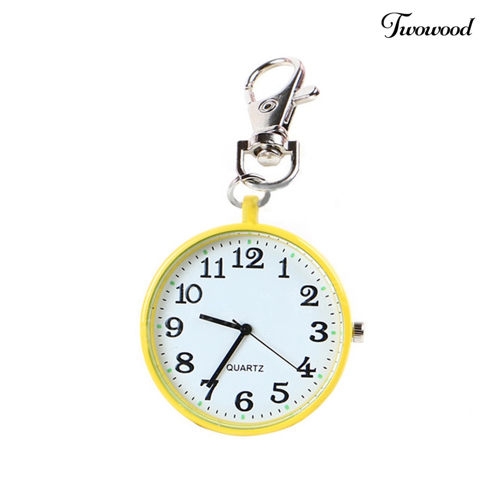 Twowood Fashion Unisex Dial Bulat Quartz Analog Perawat Medis Keychain Pocket Watch