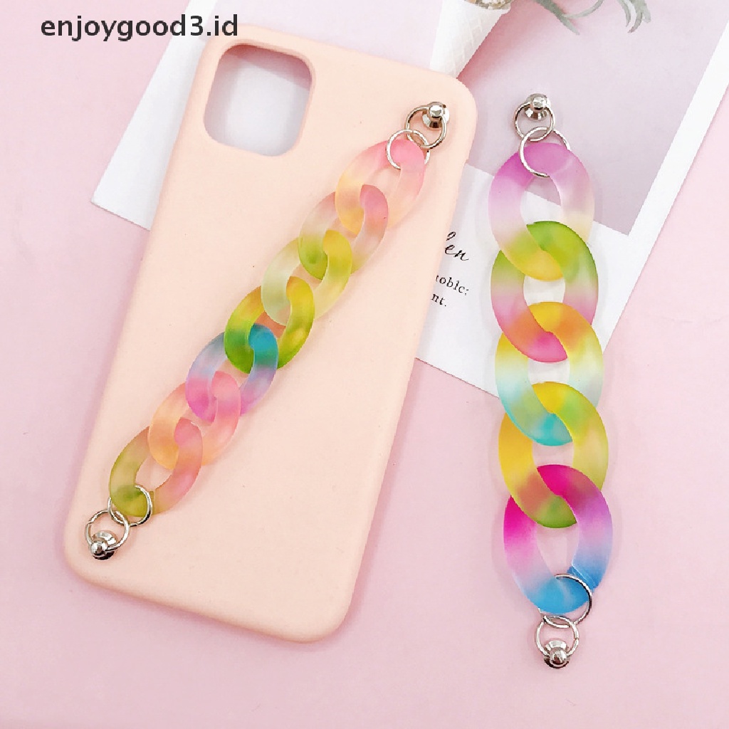 [Rready Stock] Wanita Ponsel Rantai Warna-Warni Kasus Ponsel Kabel Gantung Ponsel Tali Lanyard Mutiara Manik-Manik Akrilik Anti Hilang (ID)