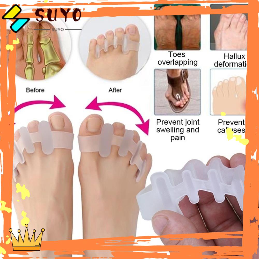 Suyo 1pasang Pemisah Jari Kaki Silikon Mudah Digunakan Perawatan Kesehatan Pereda Nyeri Align Toes Foot Care Tools