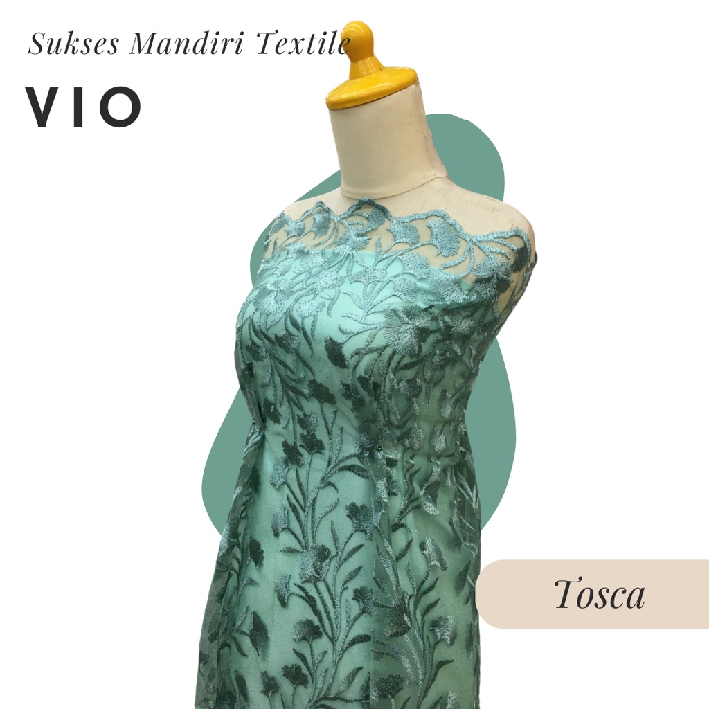 [VIO] Brukat Tile Premium Mewah Tile Warna Tosca Toska Hijau | Harga ½ meter = 50 cm (Bahan Dress Br