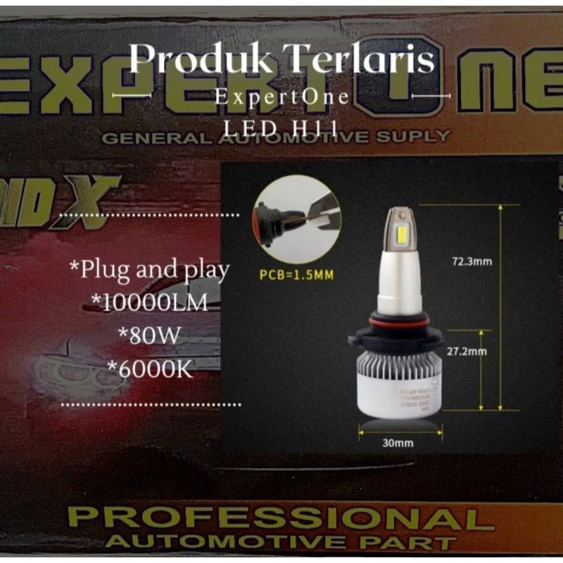 Sepasang Led H11 Power/Lumen: 80W 10000LM Fokus ExpertOne Garansi