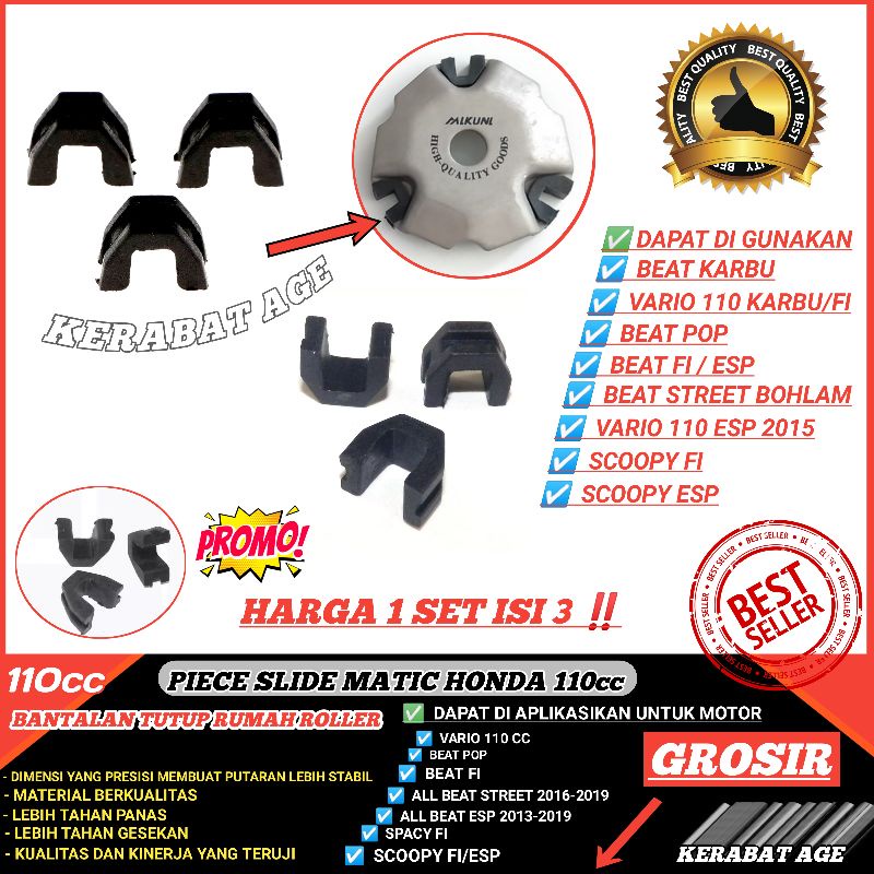 SLIDER PIECE SLIDE PIECE HONDA BEAT VARIO SPACY SCOOPY FI CARBU KARBU HITAM
