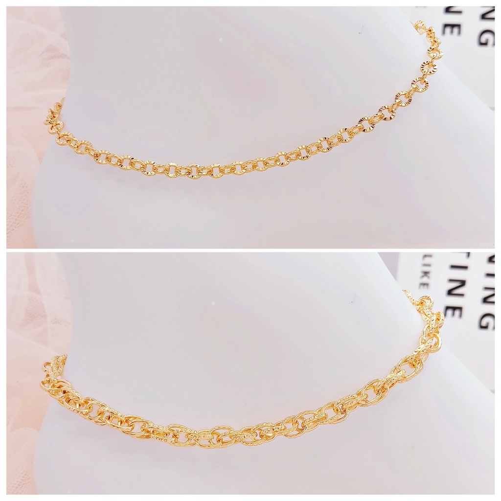 Gelang Kaki Wanita Dewasa Xuping Rantai Polos Ukir Gold Lapis Emas - BB311