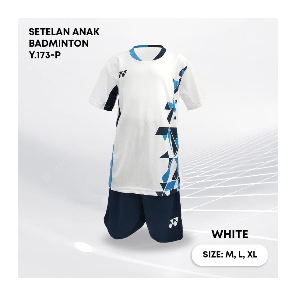 Kaos badminton anak laki-laki ST.Y173 jersey bulutangkis baju celana setelan jersy perempuan stelan t-shirt outfit seragam kostum print olahraga casual suit pakaian jarsey oblong apparel sports jersi sudirman thomas uber cup bulu tangkis putih polos