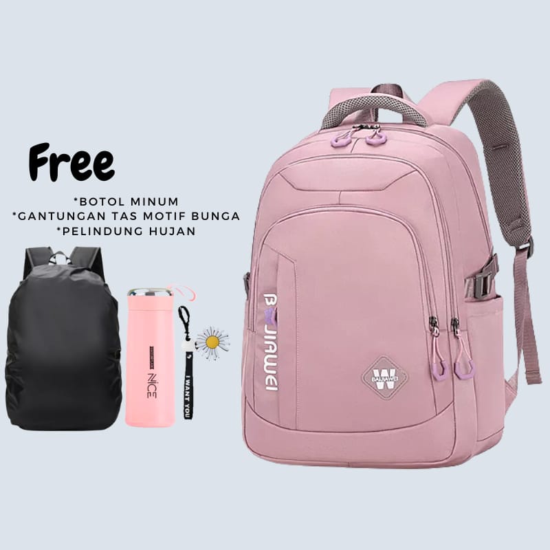 Tas Ransel Kualitas tinggi free botol minm+pelindung hujan/Ransel wibo kualiti