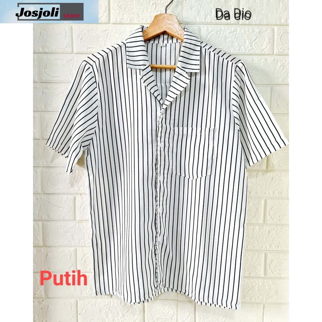 JOSJOLI_STORE/Kemeja Salur Pendek PD03/Kemeja Ala Korea Style Kekinian/M L XL/Realpict