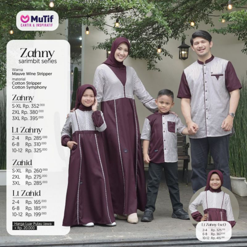 Sarimbit Mutif 2023 Sarimbit Zahny Mauve Wine Stripper Gamis Zahny Koko Zahid Maroon Marun