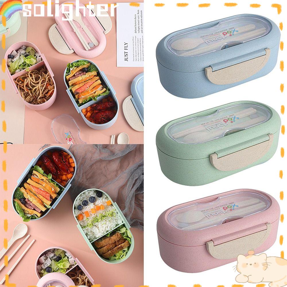 Solighter Lunch Box Microwavable Untuk Pelajar Pekerja Kantor Dengan Sendok Wadah Makanan