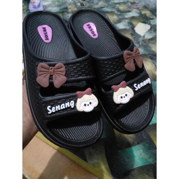 IRSOE / Sandal karet taggung perempuan ban dua motif pita