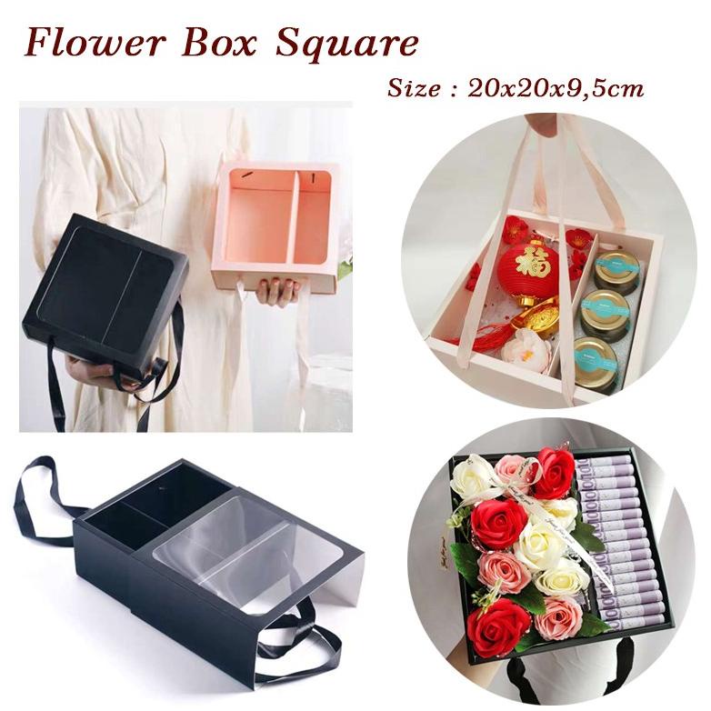

acn90 Flower Box Square - Kotak Kado Lipat - Kotak Kerajinan Bunga GB002 Promoku