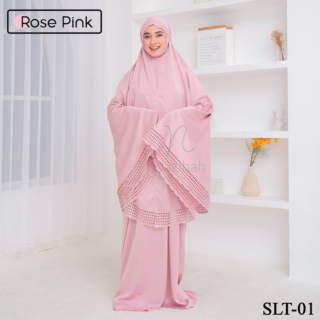Mukena Silk Premium 2 in 1 Resleting Laser Cut