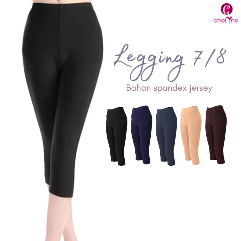 Chelyne Legging 7/8 C1333T Bahan Spandex Jersey size L &amp; XL - Celana 7/8 Muslim