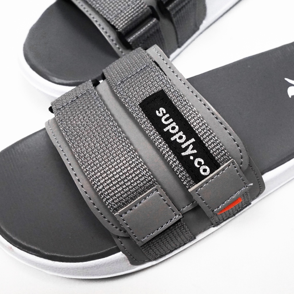 Sandal Slide webbing | Sandal slop | Sandal Slide | sendal slide slippers  Footwear original Supply.Co (INSOL Grey OutsoL PUTIH )