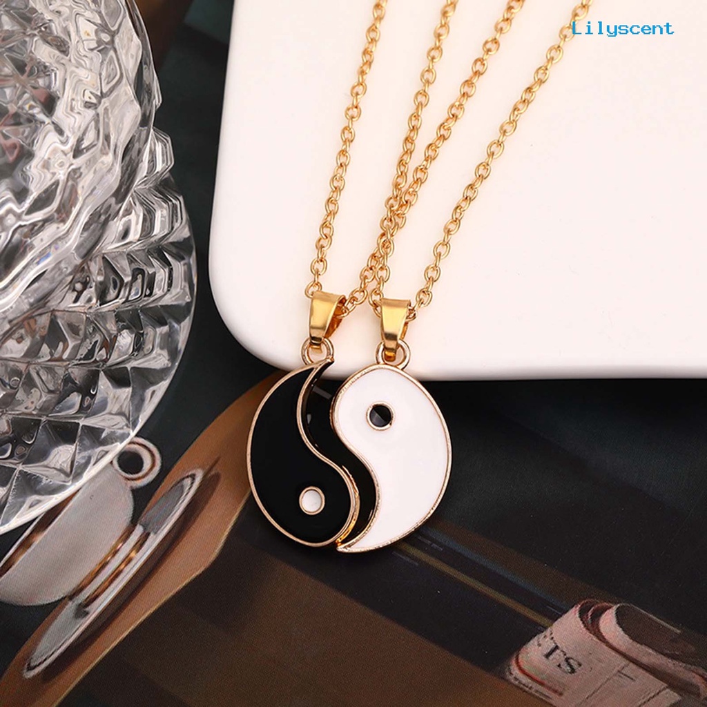 Ls 2pcs/Set Kalung Rantai Tai Chi Liontin Pasangan Memorial Stainless Untuk Hadiah