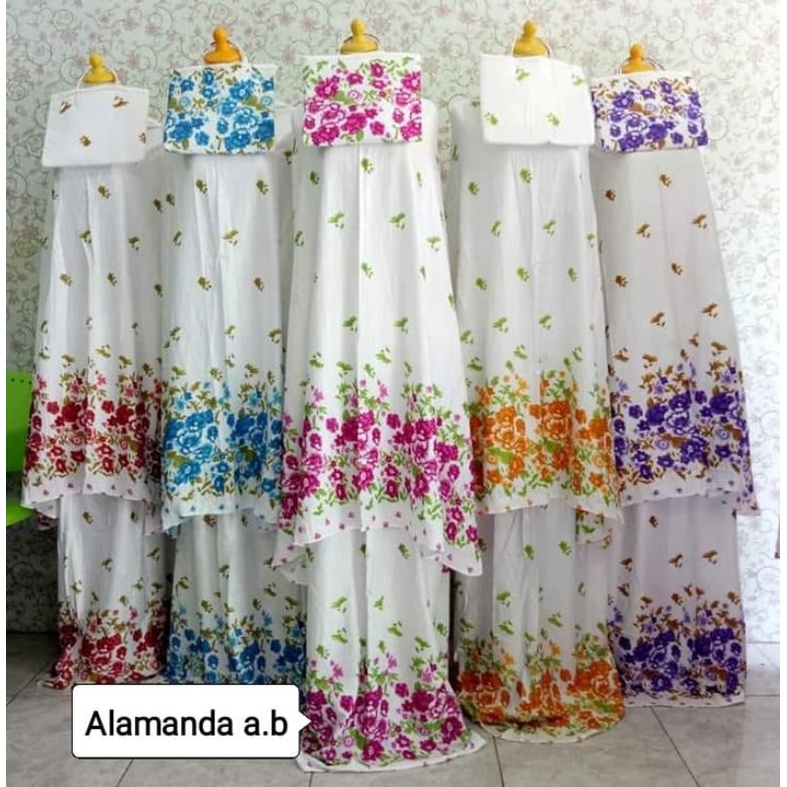 Grosir Mukena Bali Putih Bunga Rose Tabur