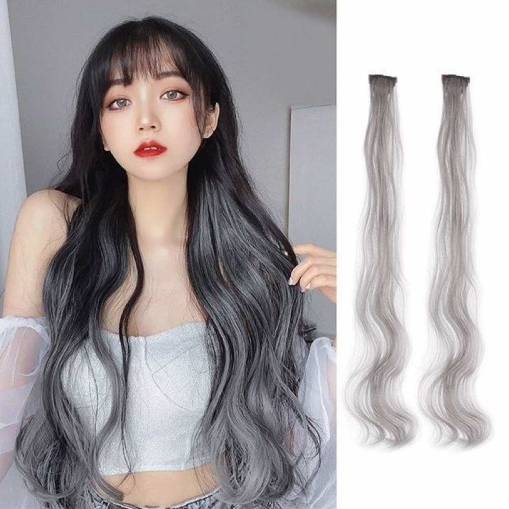 Hair Clip Extension Curly - Highlight Rambut Sambung Palsu - Fashion Wanita Korea - Headpiece Warna Warni W8156 ( Group )