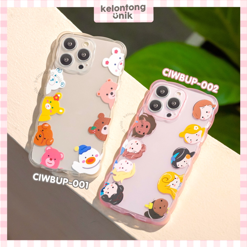 For iPhone - Princess &amp; Bear Wavy Curly Case with Camera Protection