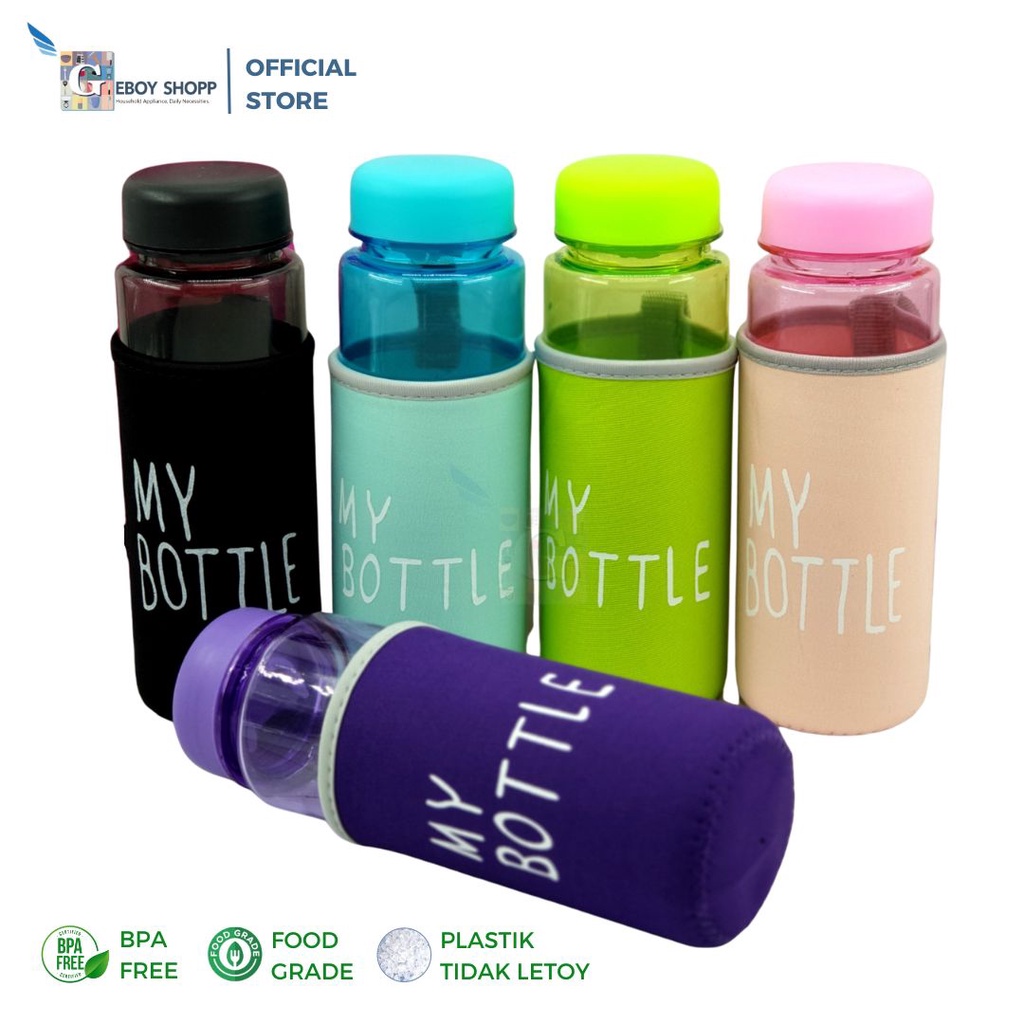 Botol Minum / Tempat Minum / Botol Air  My Bottle Full Warna + Pouch Busa DNG 500ml BPA FREE FOODGRADE