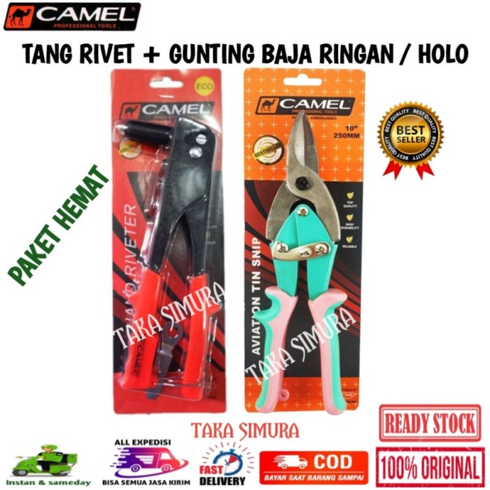 Mantap Paket Tang Rivet Dan Gunting Seng Baja Ringan 10" Tekiro Original Holo Hot Sale