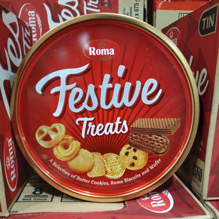 

Roma Festive Treats 765gr-Biskuit dan Wafer Kaleng Aneka Rasa-Grosir