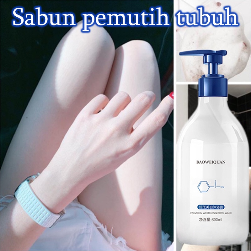 Sabun pemutih badan Sabun mandi cair Whitening body wash 300ML Pemutih permanen Singkirkan kulit kusam kering merinding Memutihkan melembabkan mencerahkan kulit Wangi tahan lama