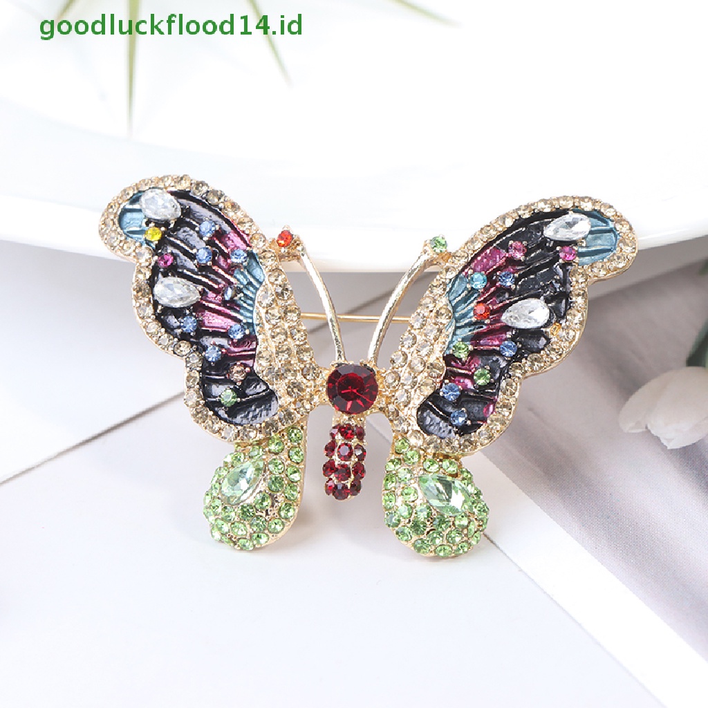 [GOOGFOUR] 1pc Elegan Pesona Kupu-Kupu Bros Wanita Berlian Imitasi Besar Butterfly Pins [TOP]