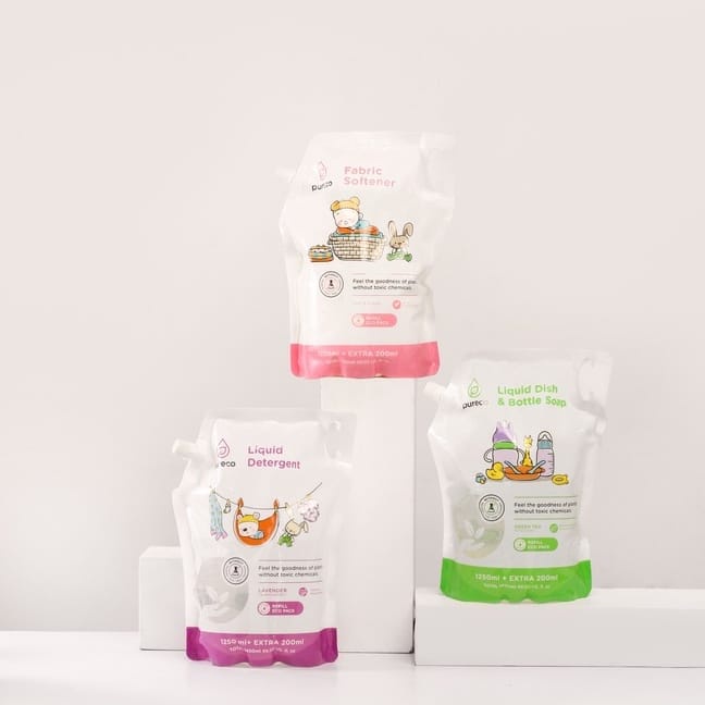 Pureco Liquid Detergent Detergen / Dish Bottle Soap / Softener 1450ml / Sabun Handsoap 1450 / Refill