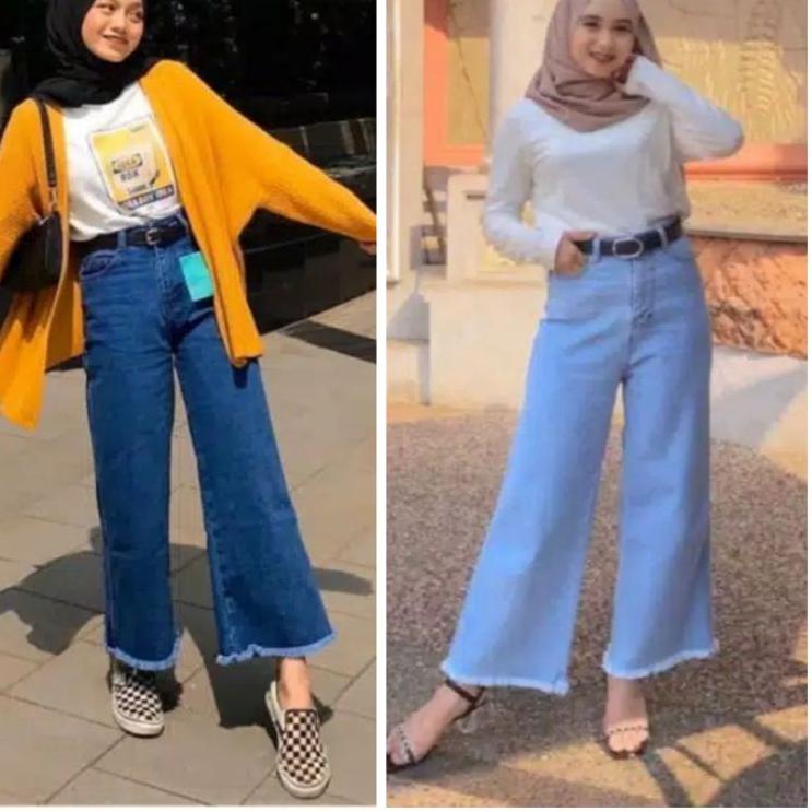 【flashϟsale】 HIGHT WAIST KULOT JEANS RAWIS