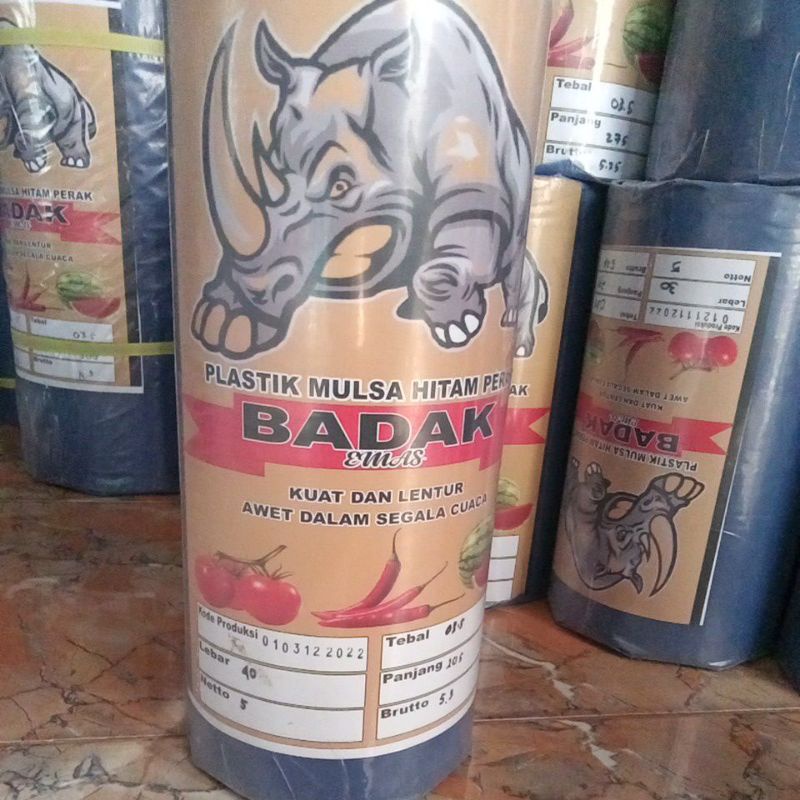 PLASTIK MULSA HITAM PERAK CAP BADAK 5kg Lebar 80cm