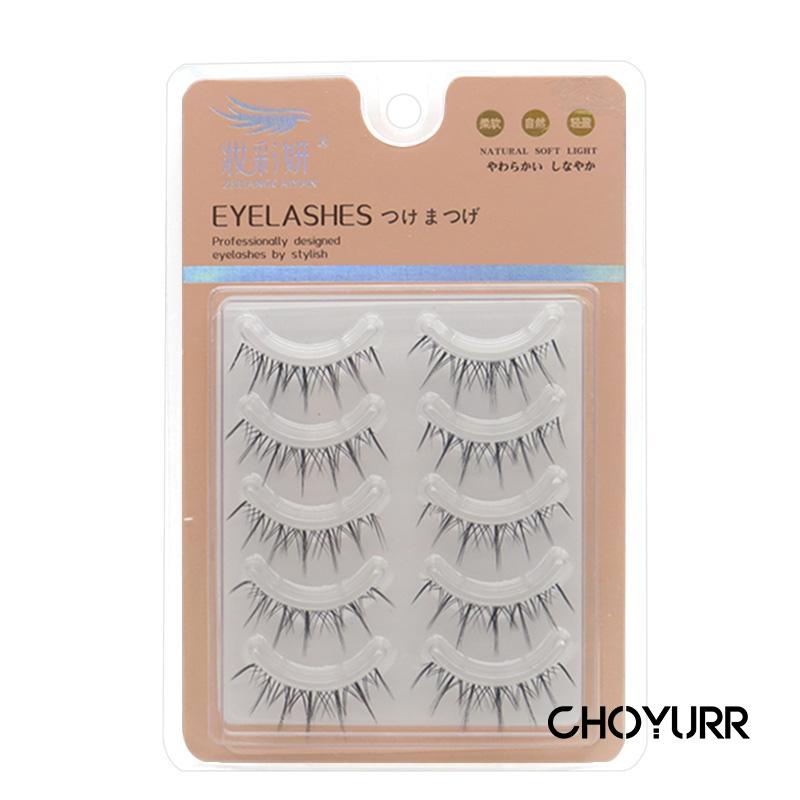 【COD】5 Pasang Eyelash / Bulu Mata Palsu Fairy / Bulu Mata Palsu Comic / Fairy Lashes Lentur Dan Lembut Extension Clear Band Natural Nude Makeup-CH