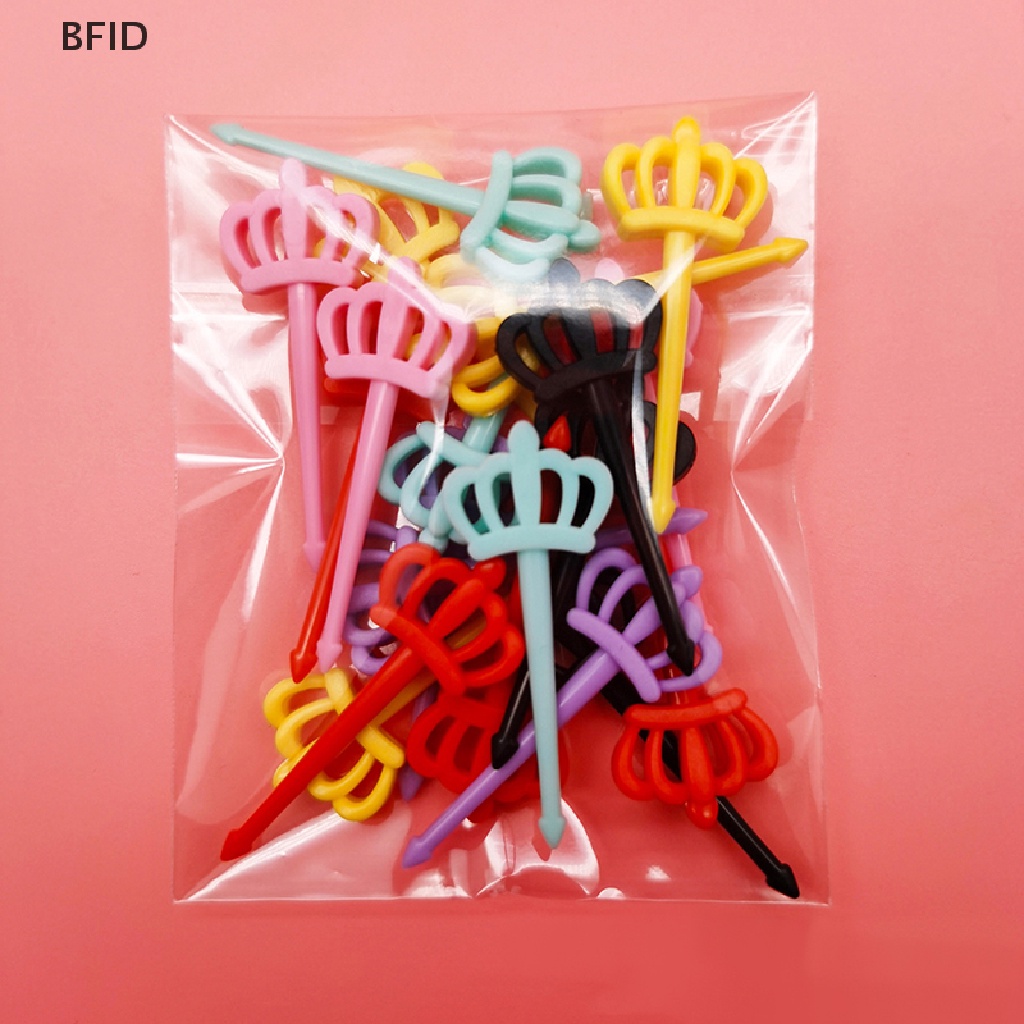 [BFID] 20 Pcs Mahkota Mini Kartun Makanan Buah Garpu Set Untuk Anak-Anak Snack Kue Dessert Pick Tusuk Gigi Bento Makan Siang Dekorasi Pesta [ID]