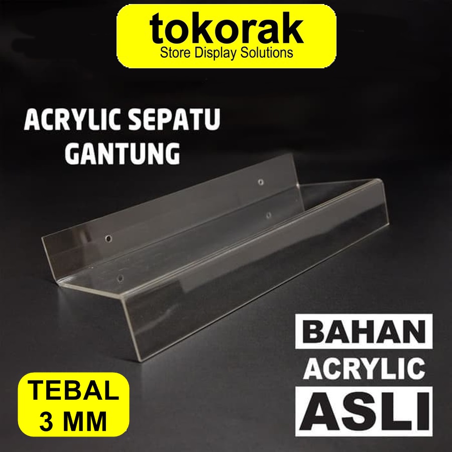 ACRYLIC SEPATU GANTUNG AKRILIK ASLI MIKA SENDAL DISPLAY TAS