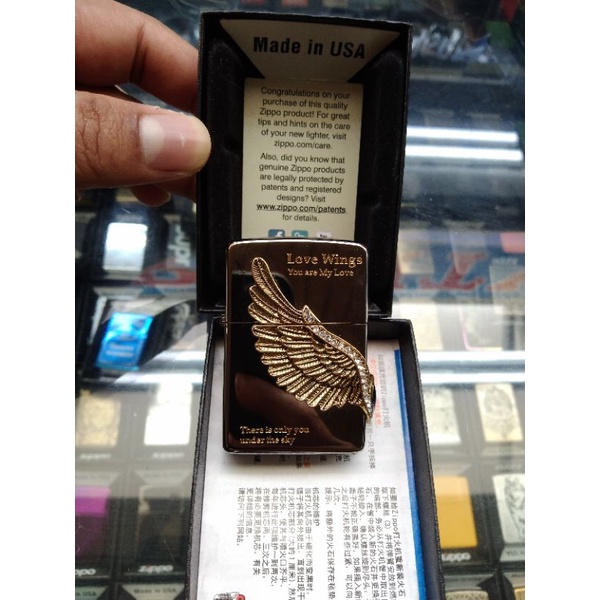 Korek Api Zippo Love Wings Mewah Grade Original