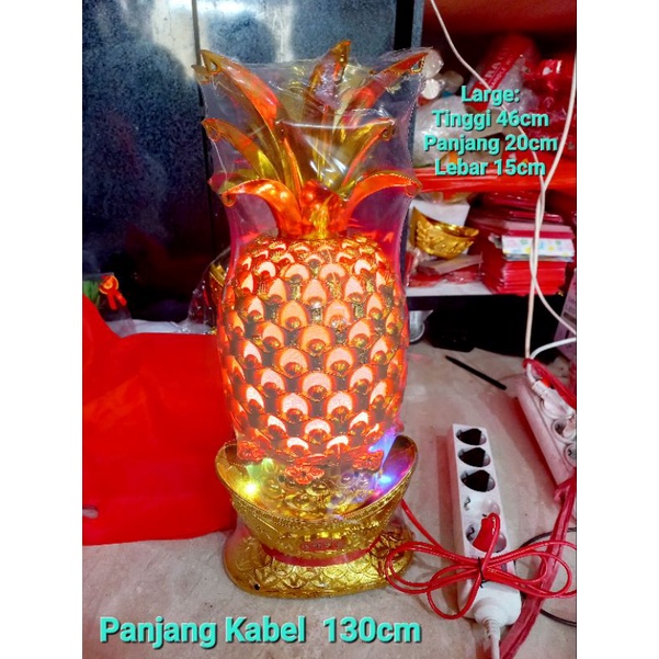 Pajangan Imlek Onglai Hoki / Pajangan Nanas Hoki Imlek LED / Lampu Meja Hoki