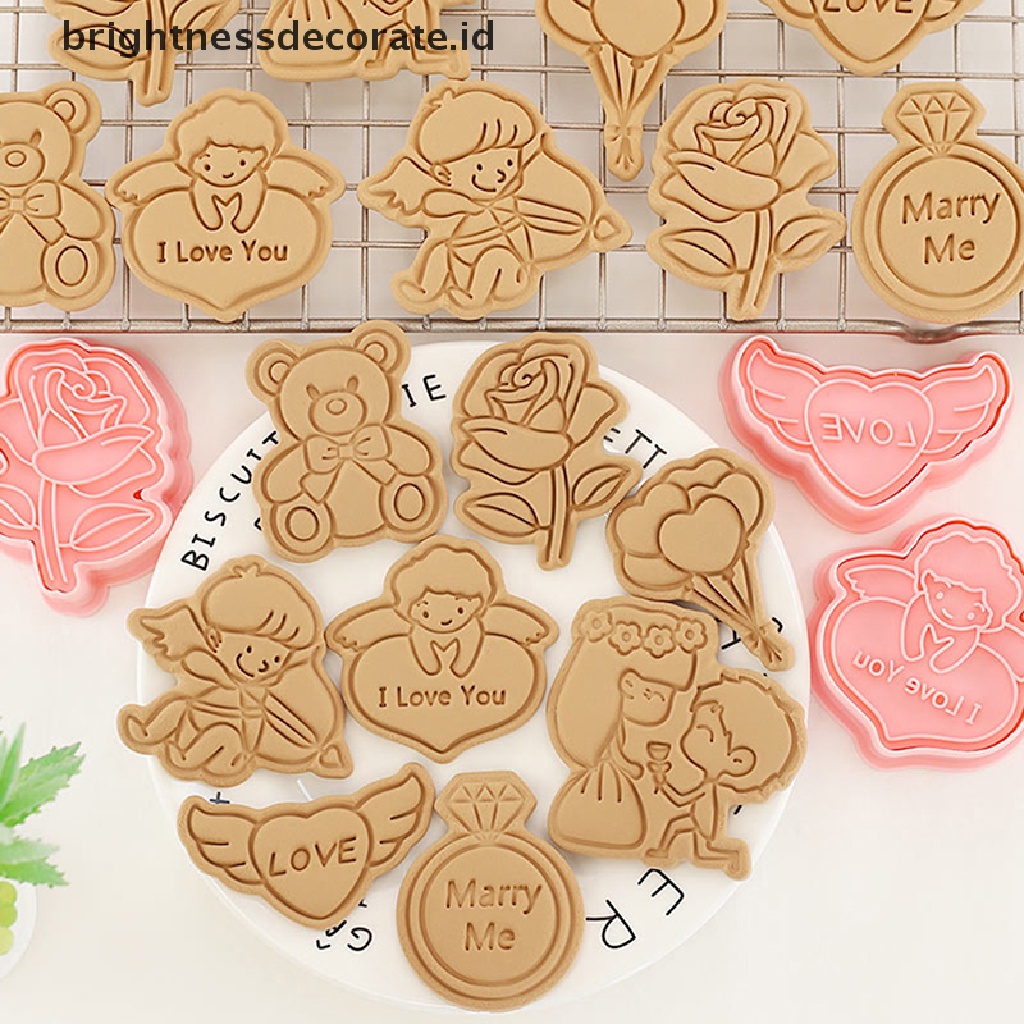 [Birth] 8pcs 3D Kartun Cookie Cutters Valenes Day Biscuit Mold DIY Fondant Decorag Untuk Ulang Tahun Pesta Pernikahan Natal Cookies [ID]