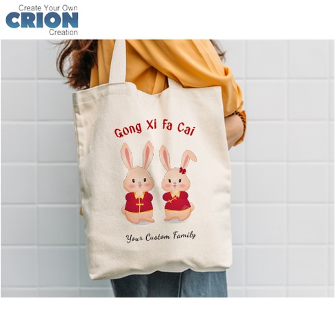 Totebag Imlek Sincia Chinese New Year Gong Xi Fa Cai blacu Bisa Custom nama -By Crion