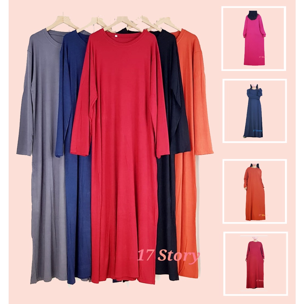 Gamis Basic Wanita Premium Bahan Kaos Kekinian
