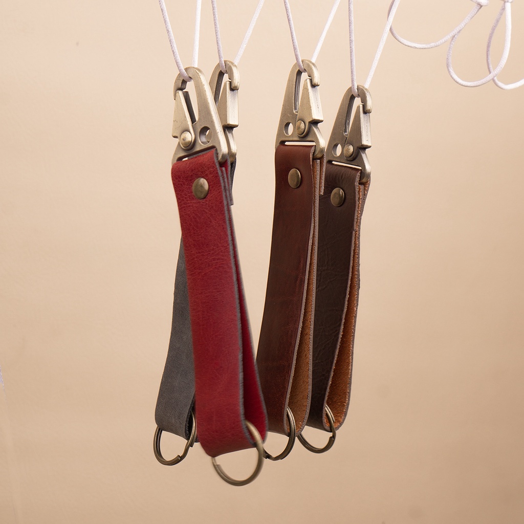 Carabiner Kulit Asli Gantungan Kunci hook Genuine Leather