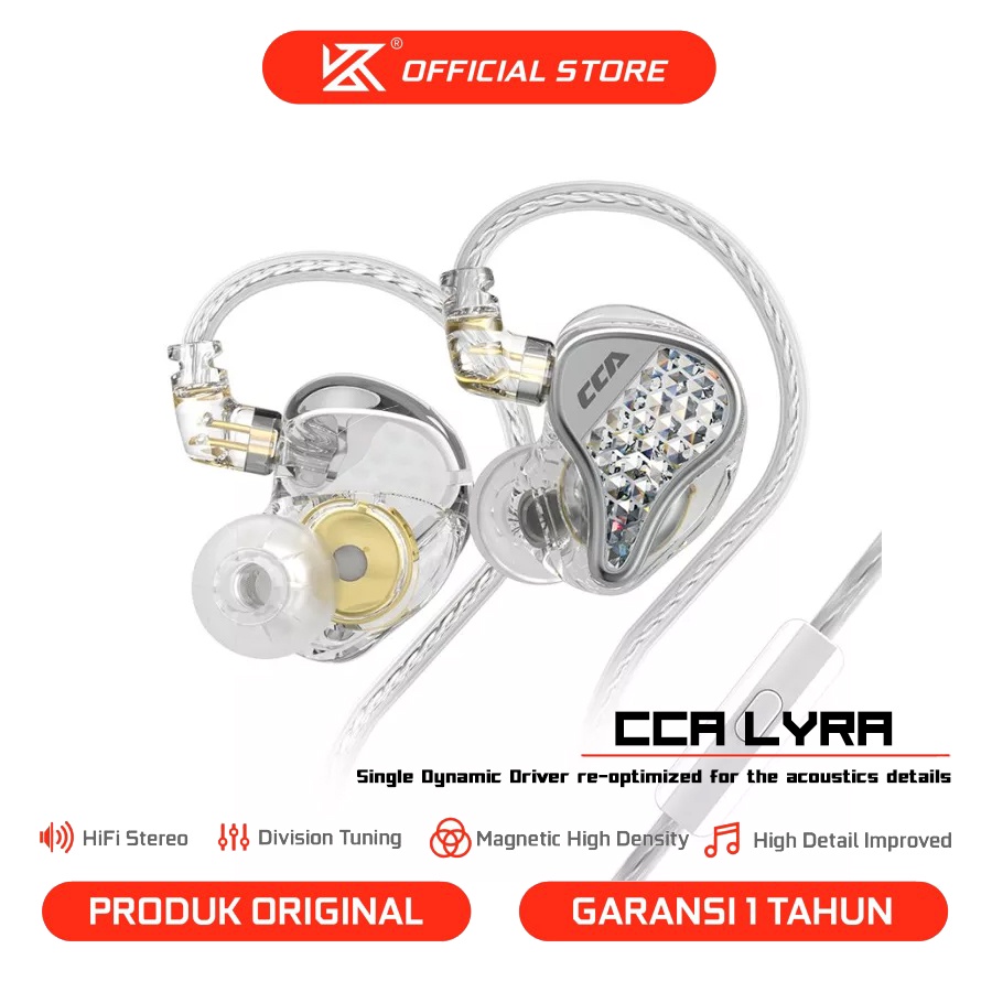 CCA LYRA with Mic In Ear Monitor Earphone Diamond Unik Design