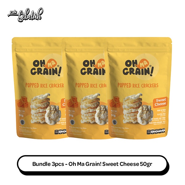 

Bundle 3pcs - Oh Ma Grain! Popped Rice Crackers Sweet Cheese 50gr