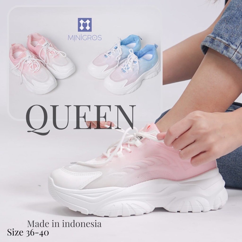 Dunkenstock QUEEN Sepatu Sneakers Wanita Keikinian Sepatu Kets Cewek Sepatu Lari Terbaru