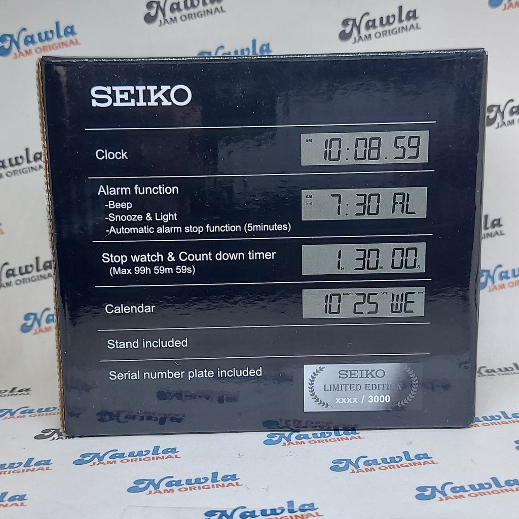 Seiko Alarm Clock QHL092K Black Limited Lunar Miniature Marathon - Jam Weker QHL092