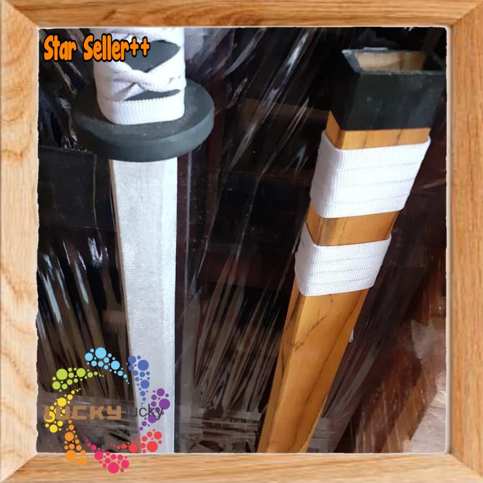 mainan pedang kayu katana bokken 81cm plus sarung bilah silver asli