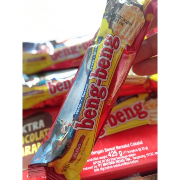 

BENG BENG WAFER EXTRA CHOCOLATE CARAMEL isi 17 pcs .