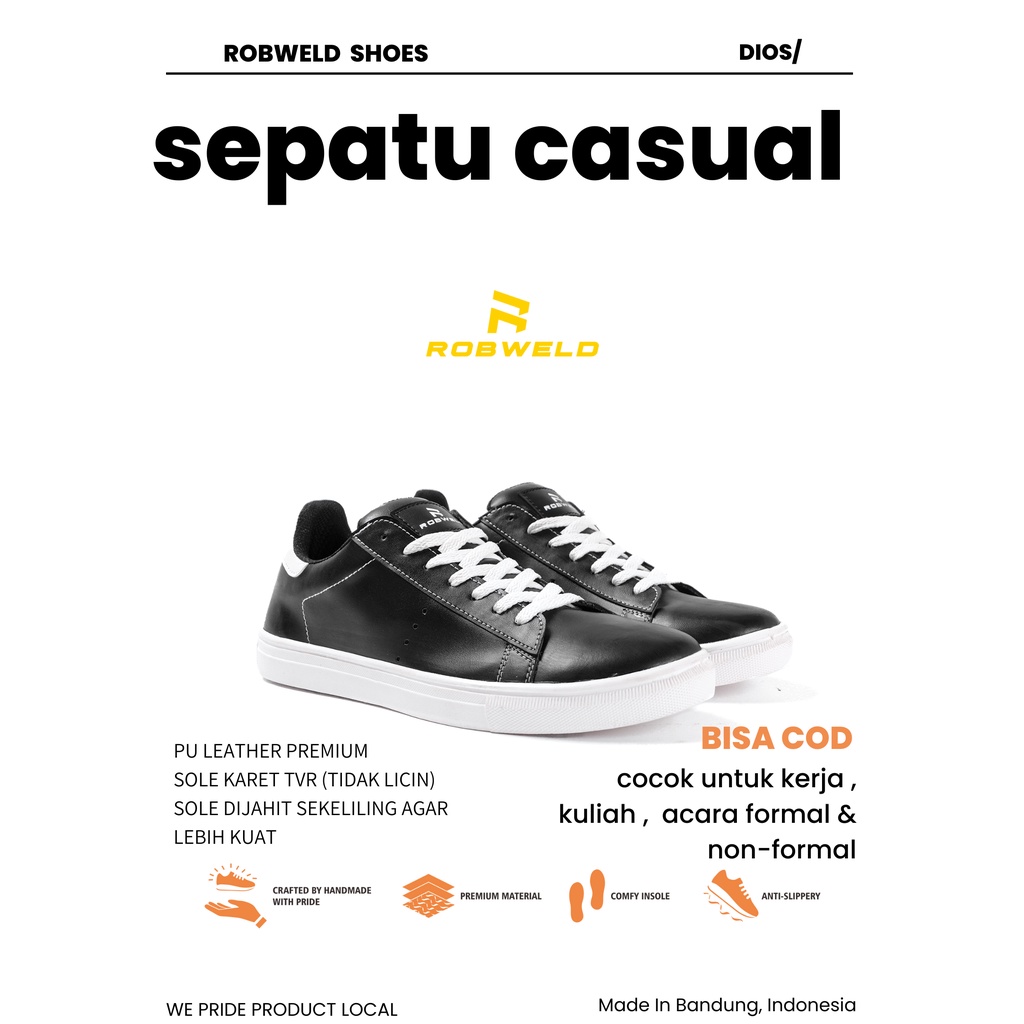 Sepatu Casual Kasual Sneakers Pria Kulit Pu/Cowok/Men Lokal Ori Original Footwear Sepatu Kasual Kerja kuliah