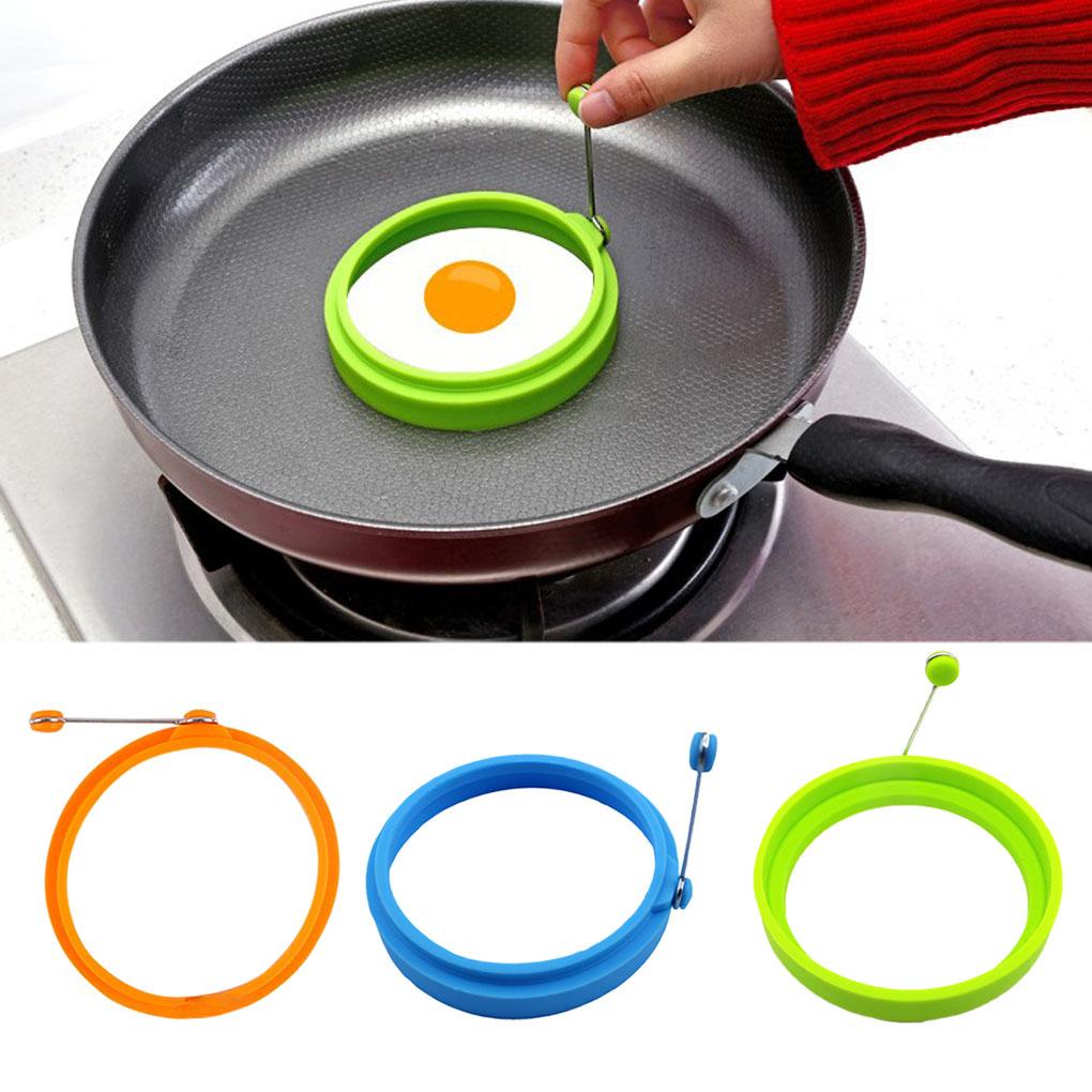 Cetakan Telur Goreng Non Stick Breakfast Egg Fried Egg Sandwich Maker Silikon Bulat Penggorengan Egg Rings Pancake Shaper Mold Dengan Pegangan