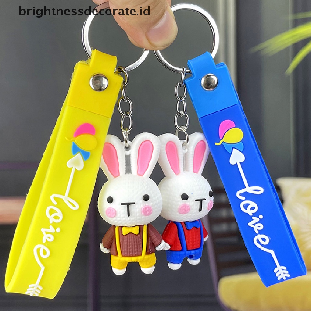 [Birth] Lucu Kartun Anime Pink Rabbit Gantungan Kunci Untuk Wanita Fashion Tas Liontin Kunci Mobil Cincin Pasangan Kekasih Hadiah [ID]